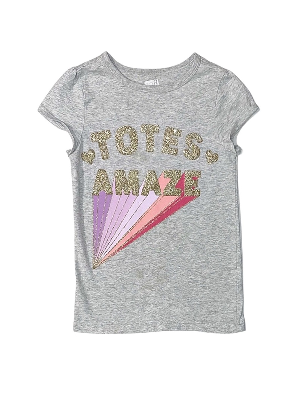 CRAZY 8 Girl's Grey Graphic Short Sleeve Shirt Size Medium 7/8